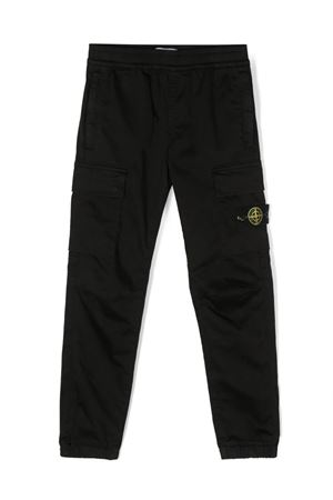 pantalone in cotone nero STONE ISLAND KIDS | 801631212V0029